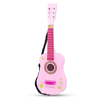 Toy guitar - pink with flowers